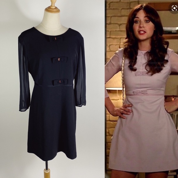 Finna Bow Front Sheer Sleeve Dress 